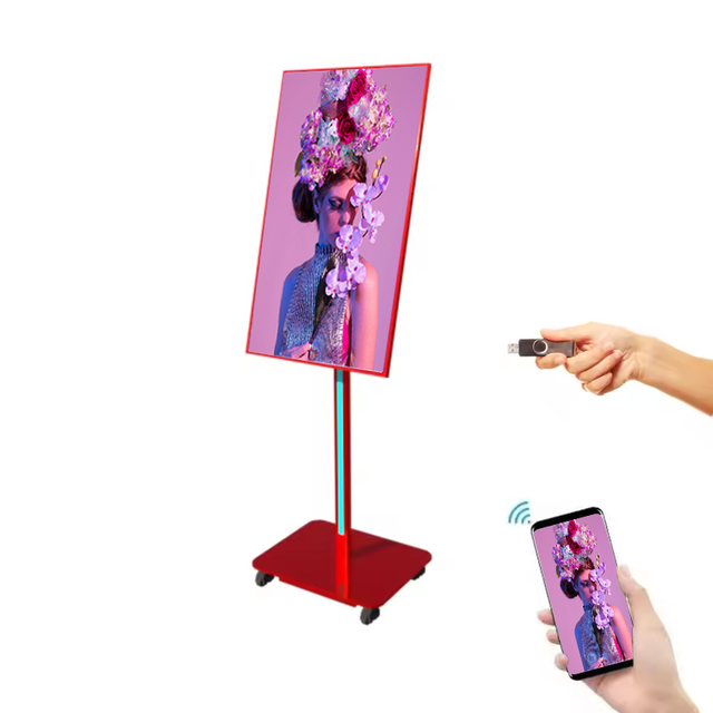 32" Smart LCD Advertising Display Stand Portable Digital Poster Signage